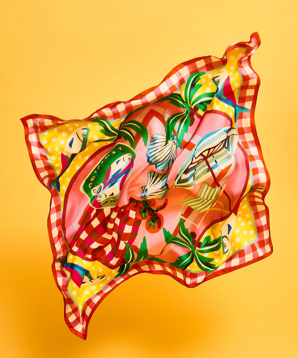 Echo Design Beach Picnic Silk Square Scarf