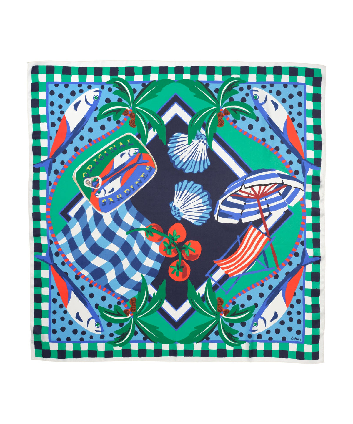 Echo Design Beach Picnic Silk Square Scarf
